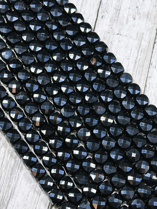 AAA Black Tourmaline Gemstone Bead Faceted 8mm Cube Shape, Gorgeous Natural Black Color Tourmaline Stone Bead Great Quality Full Strand 15.5