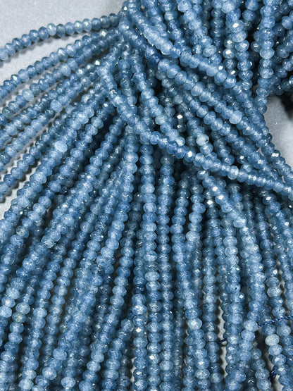 AAA Natural Sapphire Gemstone Bead Faceted 4x3mm Rondelle Shape, Beautiful Natural Blue Color Sapphire Beads, Excellent Quality 15.5" Strand