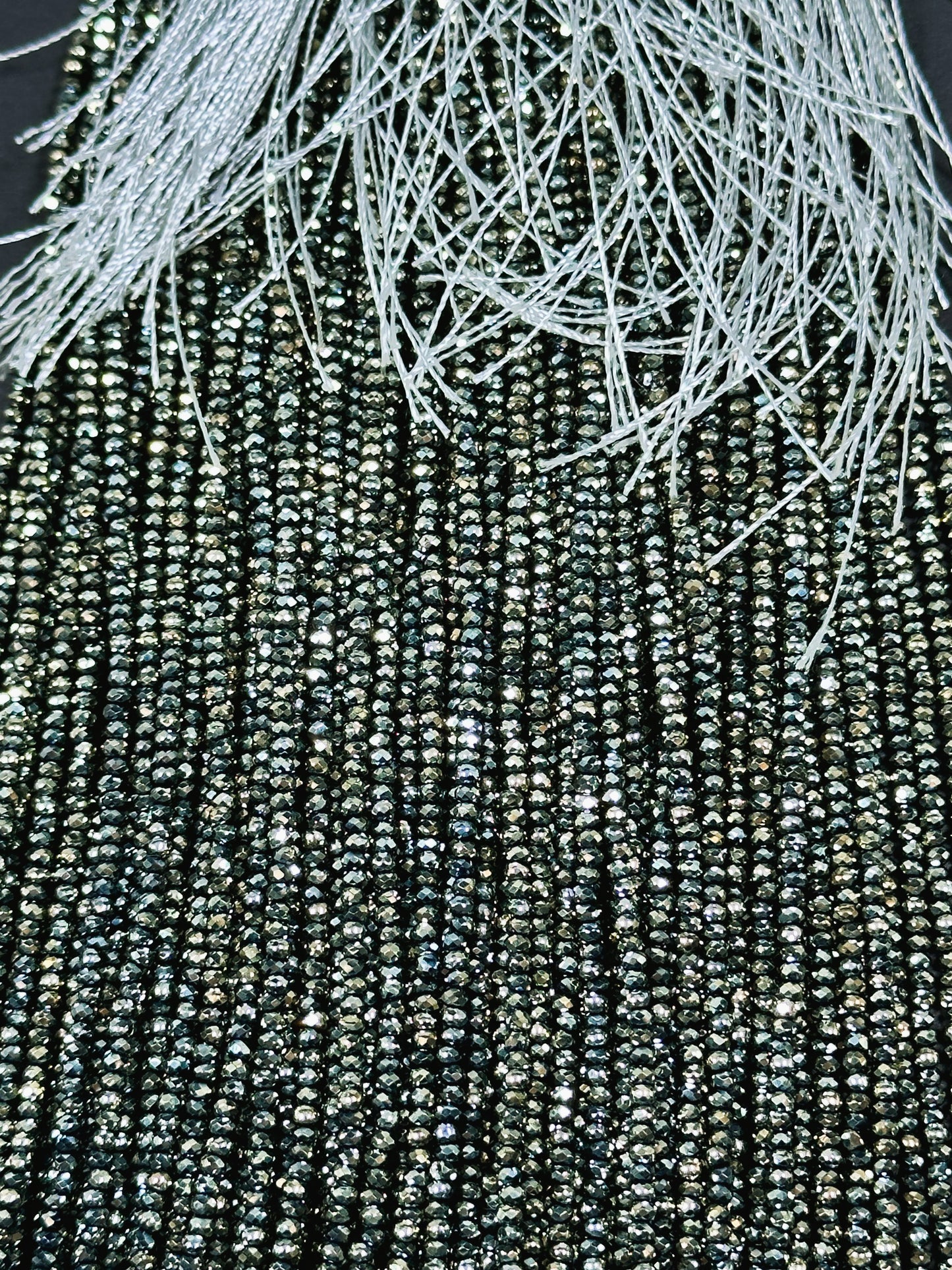Beautiful Chinese Crystal Glass Beads, Faceted 2mm Rondelle Shape Beads, Gorgeous Iridescent Metallic Silver Color Crystal Glass Beads 15.5"