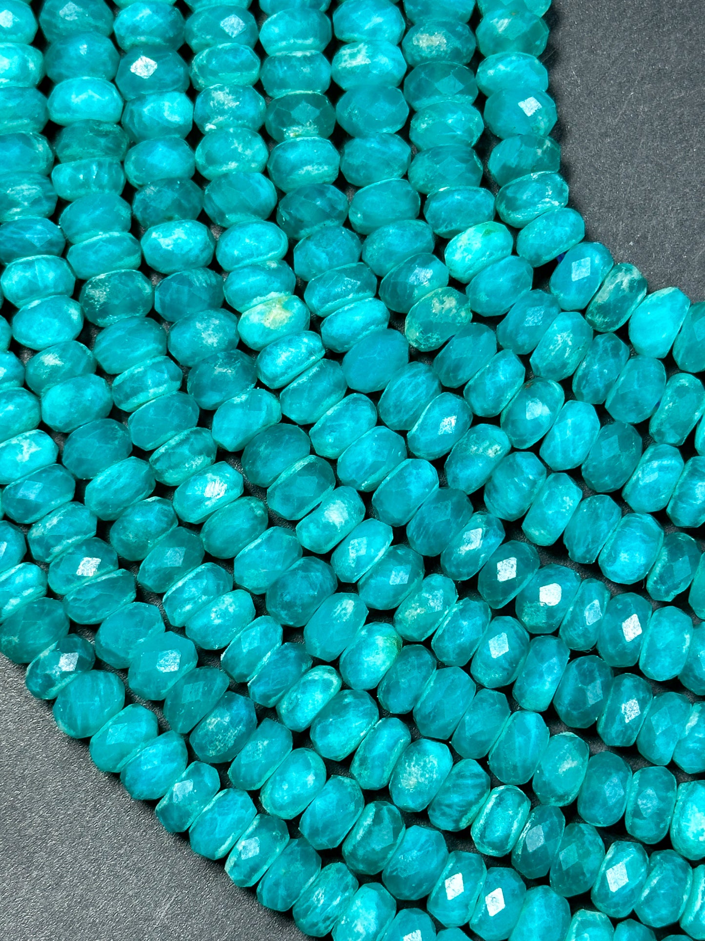 AA+ NATURAL Amazonite Gemstone Bead Faceted 6x4mm 8x5mm Rondelle Shape, Gorgeous Green Blue Color Amazonite Gemstone Bead Full Strand 15.5"