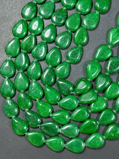 Natural Green Jade Gemstone Bead 20x15mm Teardrop Shape, Beautiful Natural Green Color Jade Gemstone Bead Excellent Quality Full Strand 15.5