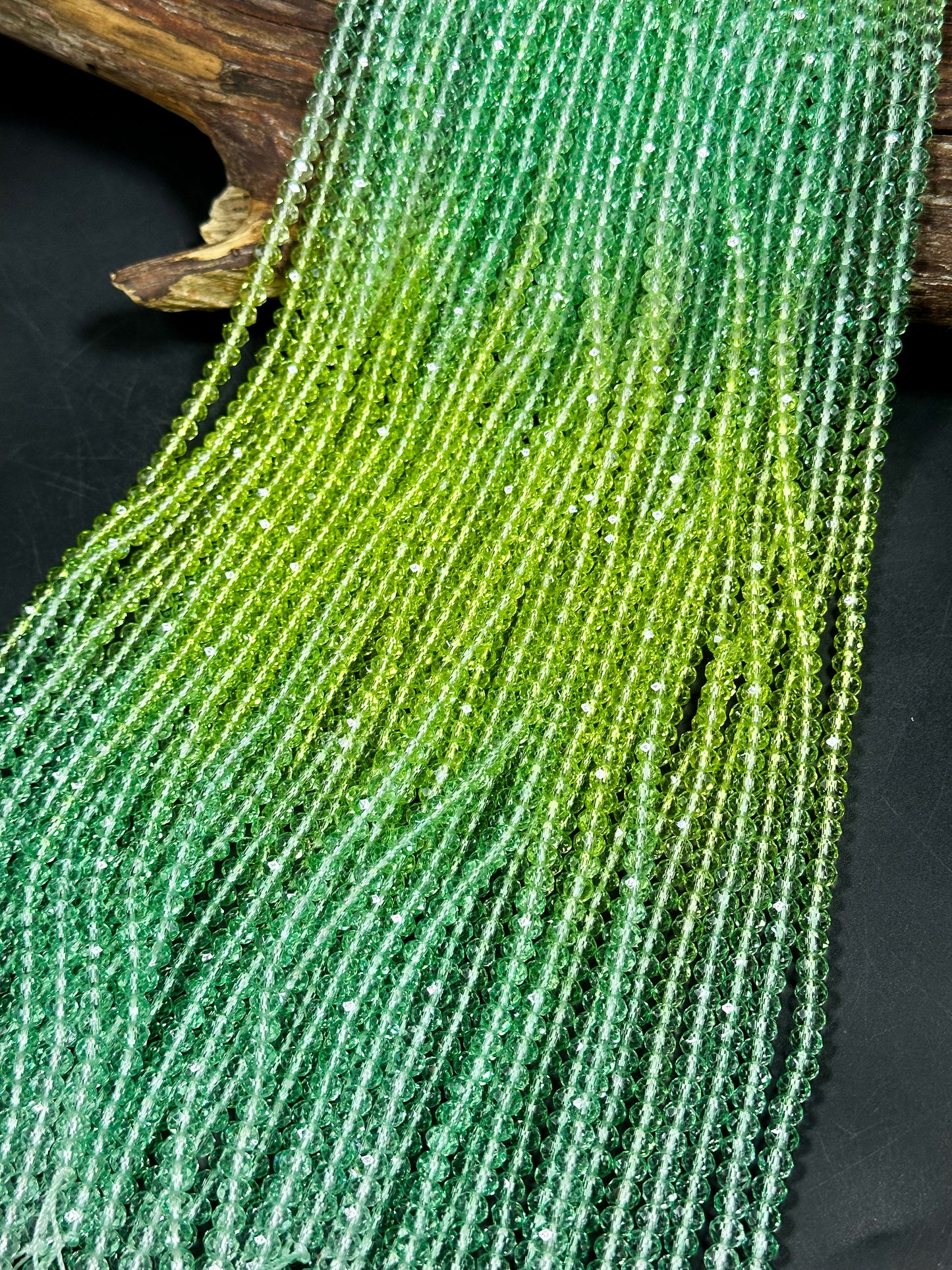 Gorgeous Multicolor Crystal Beads, Faceted 6mm 8mm Rondelle Shape, Beautiful Green Yellow Color Crystal Beads Full Strand 14.4"