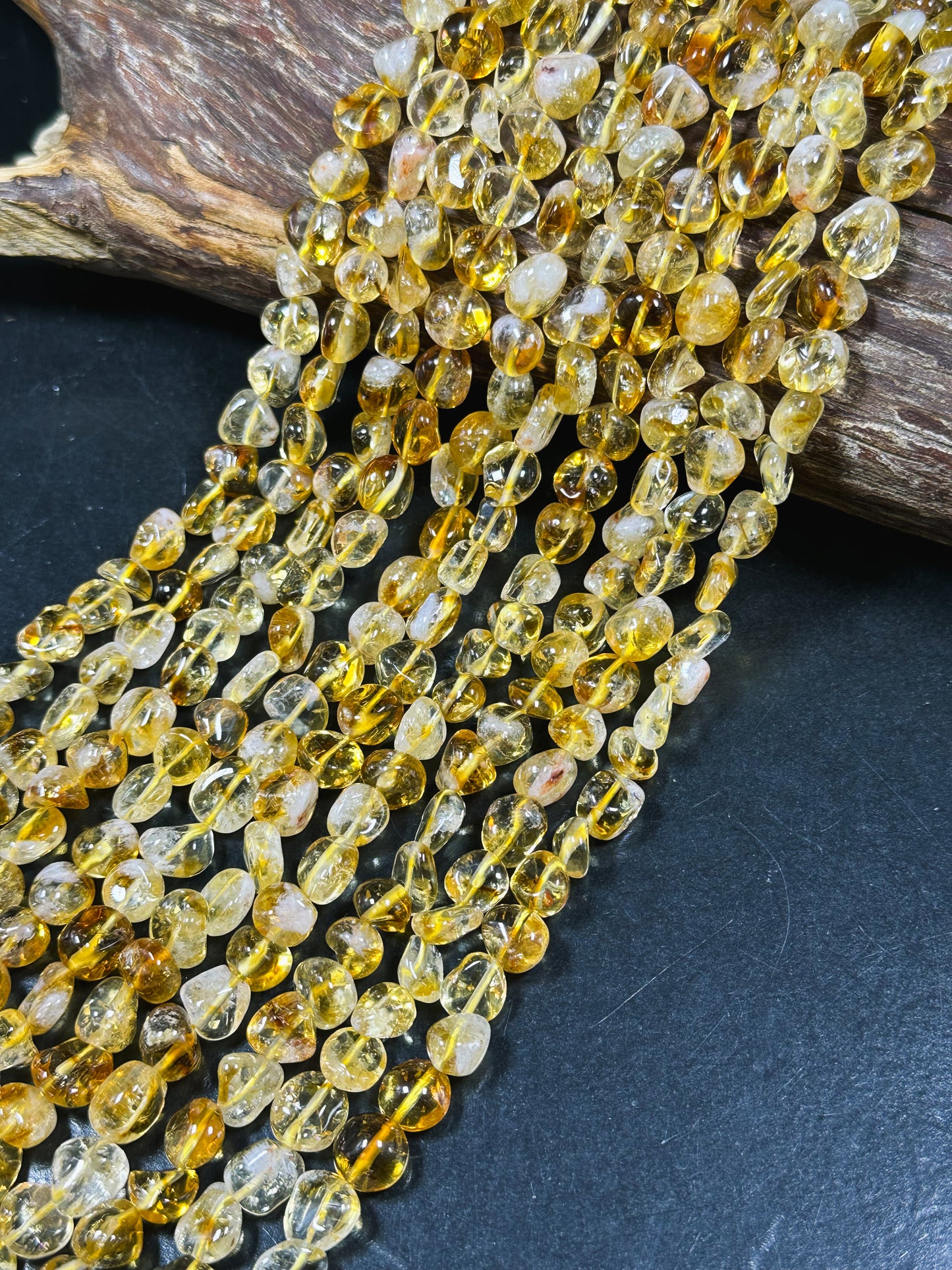 Natural Citrine Gemstone Bead 9mm Freeform Pebble Shape, Gorgeous Natural Orange Color Citrine Gemstone Bead Great Quality Full Strand 15.5"