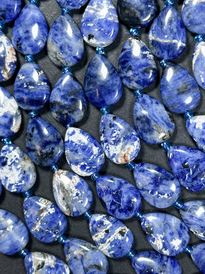 Natural Sodalite Gemstone Bead 18x13mm Teardrop Shape, Beautiful Natural Blue White Color Sodalite Beads Excellent Quality Full Strand 15.5"