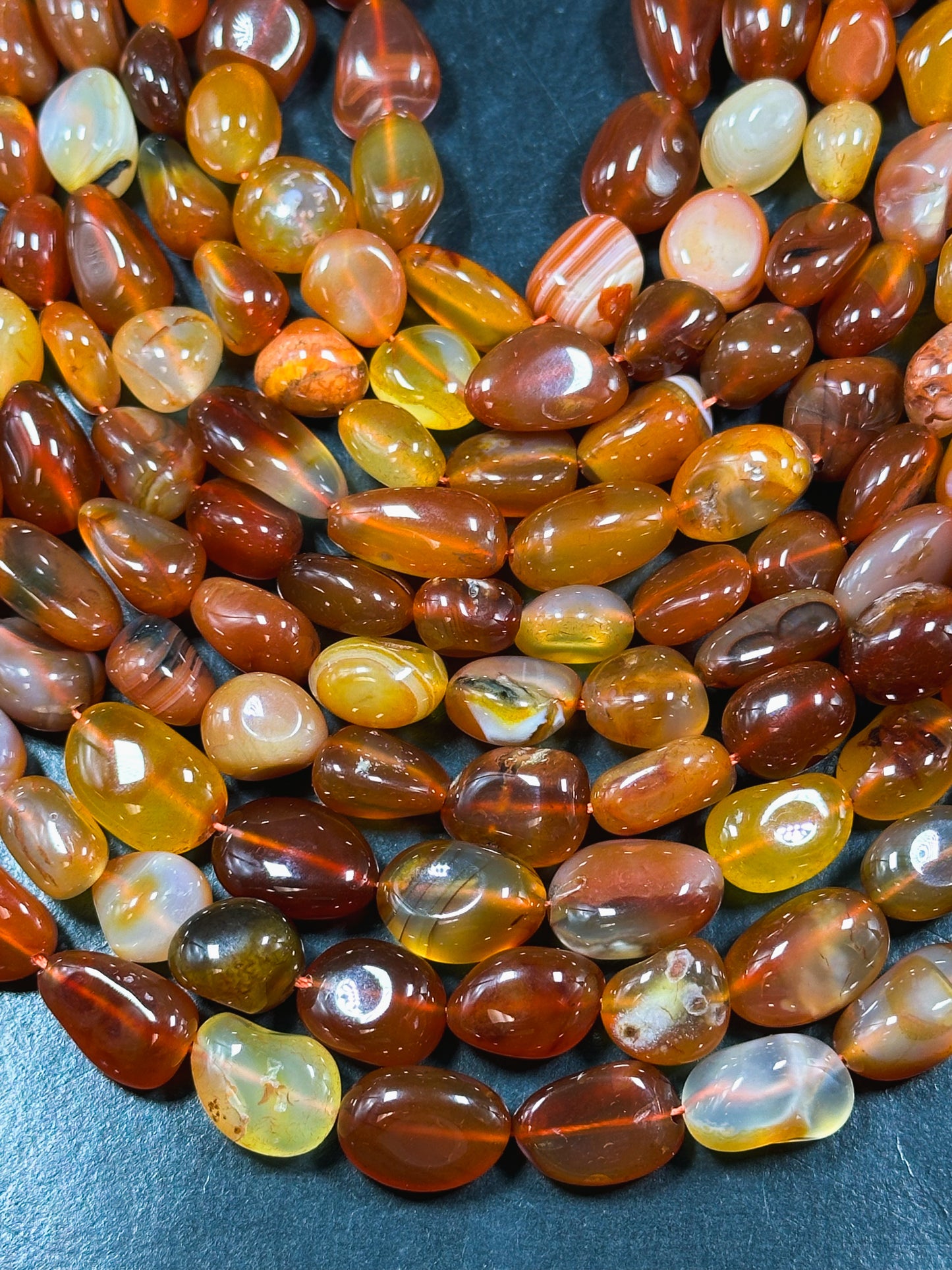 Natural Carnelian Gemstone Bead Freeform Pebble Shape Bead, Beautiful Natural Red Orange Color Carnelian Bead, Great Quality 15.5" Strand