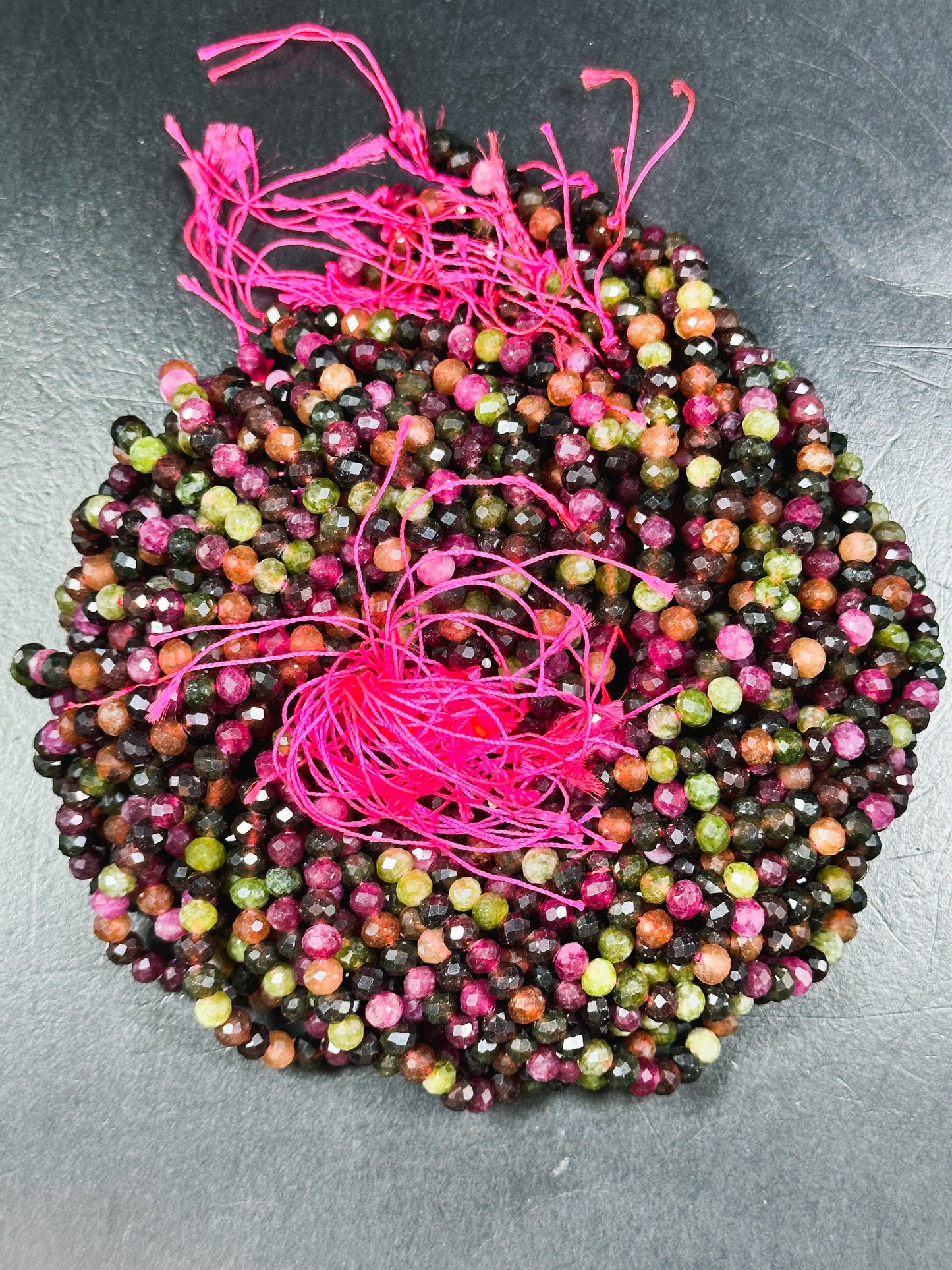 NATURAL Tourmaline Gemstone Bead Faceted 6x5mm 8x6mm Rondelle Shape, Beautiful Multicolor Tourmaline Gemstone Bead Great Quality Full Strand 15.5"