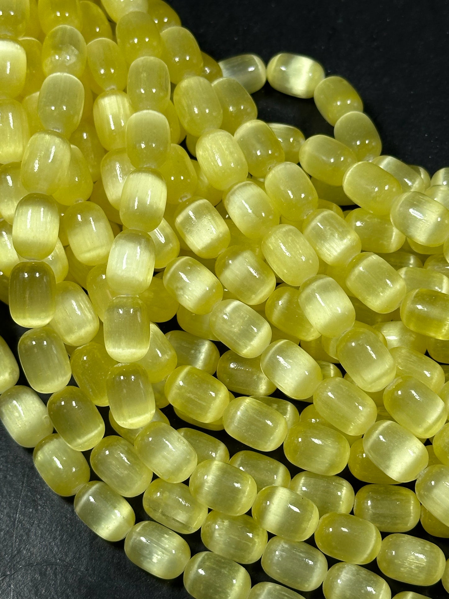 Natural Yellow Selenite Gemstone Bead 12x8mm Tube Shape Bead, Beautiful Yellow Color Selenite Gemstone Bead, Great Quality Full Strand 15.5"