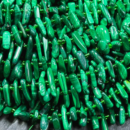 Natural Malachite Gemstone Bead Graduated Stick Shape, Beautiful Natural Green Color Malachite Gemstone Bead, Great Quality Full Strand 15.5"