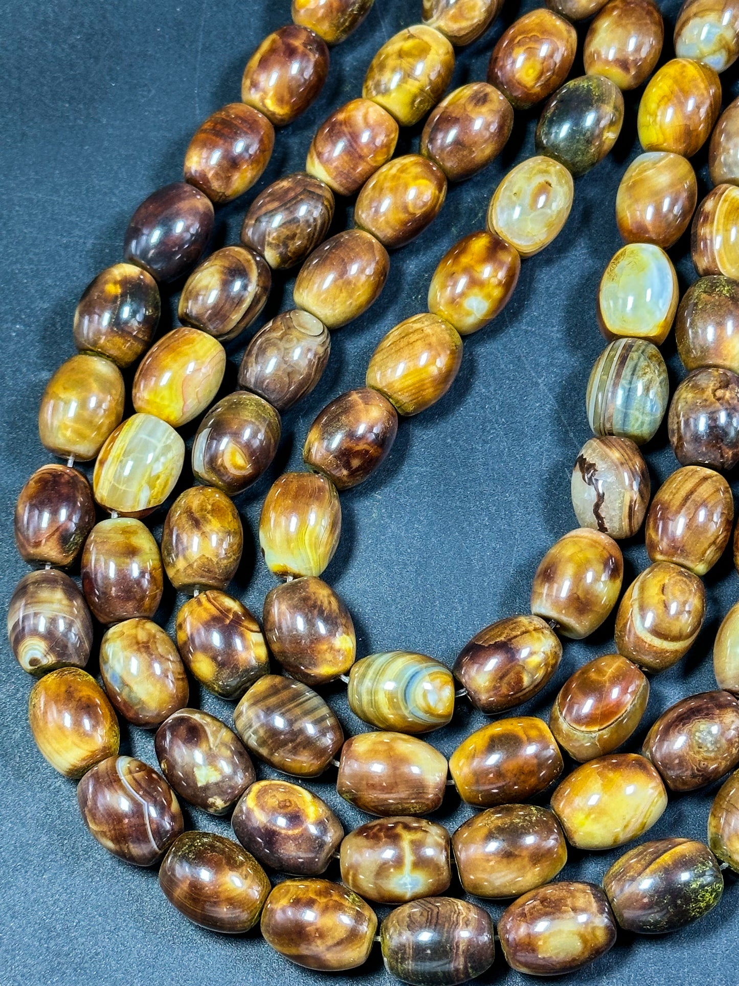 AAA NATURAL Tibetan Gemstone Bead 16x12mm Tube Shape Bead, Gorgeous Brown Color Tibetan Gemstone Bead, Excellent Quality Full Strand 15.5"