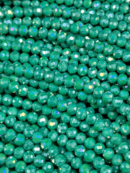 Beautiful Mystic Chinese Crystal Glass Bead Faceted 6x5mm Rondelle Shape Bead, Gorgeous Iridescent Teal Green Color Crystals, Great Quality