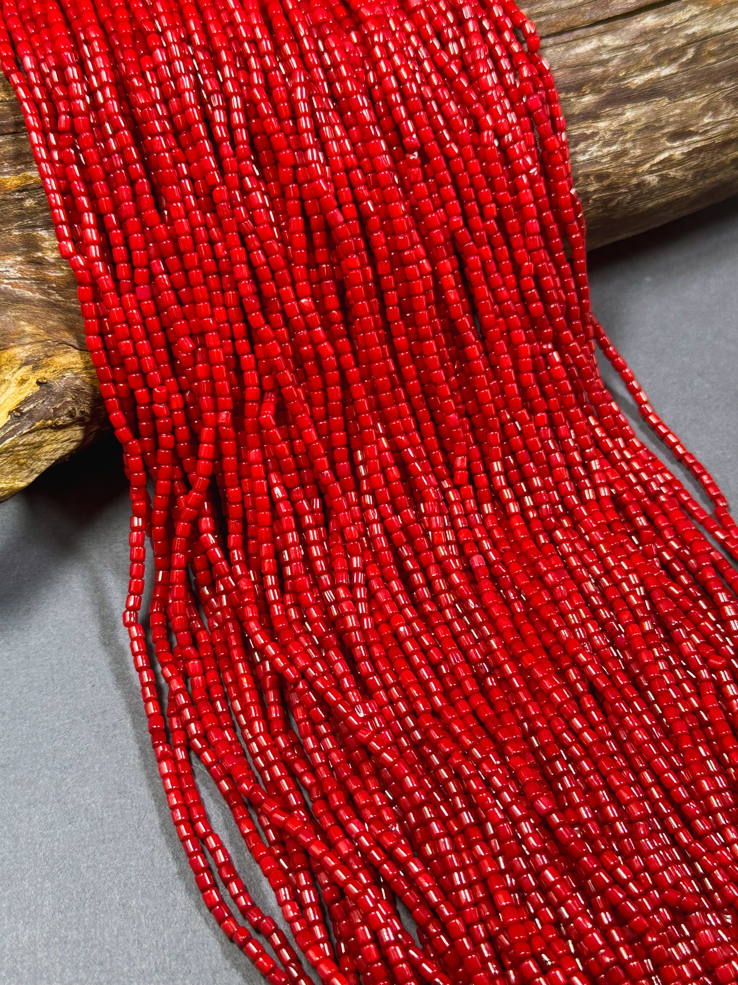 Natural Bamboo Coral Gemstone Bead 3mm Tube Shape Bead, Beautiful Natural Red Color Bamboo Coral Beads, Great Quality Full Strand 15.5"