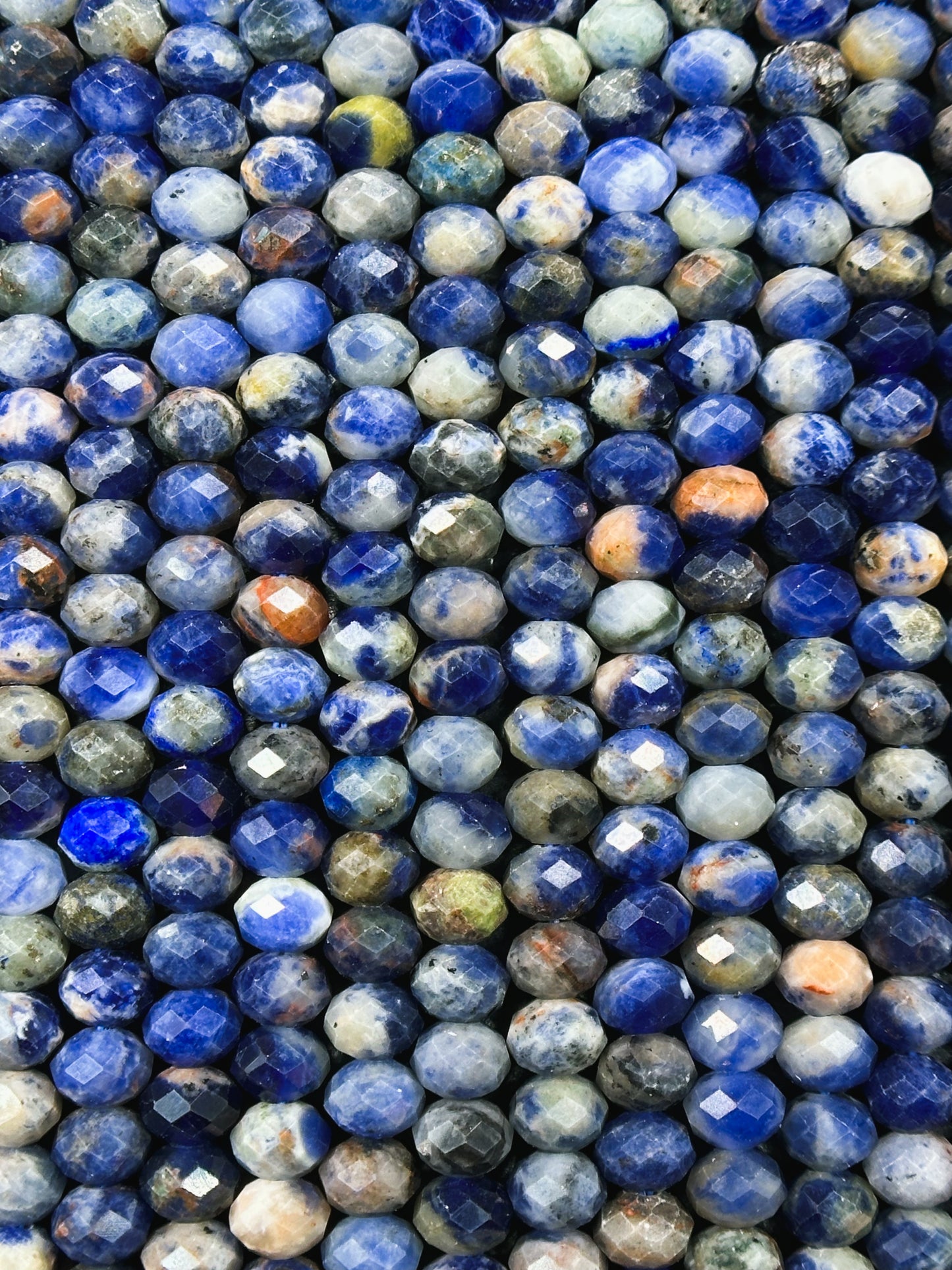 Natural Sunset Sodalite Gemstone Bead Faceted 5x4mm Rondelle Shape Bead, Beautiful Natural Royal Blue White Orange Color Sodalite Bead 15.5"