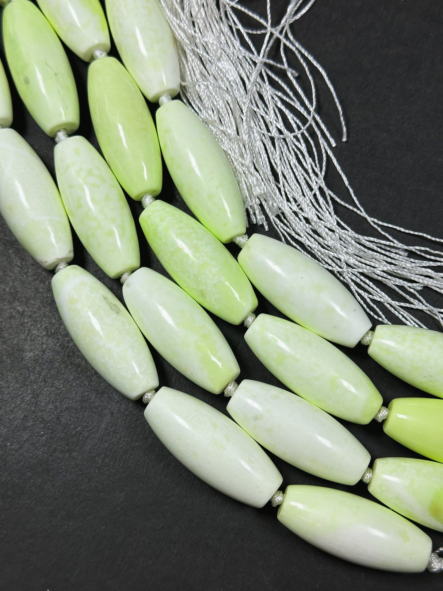 Natural Gaspeite Turquoise Gemstone Bead 39x16mm Barrel Shape Bead, Beautiful Lemon Green Color Gaspeite Turquoise Stone Bead 15.5" Strand