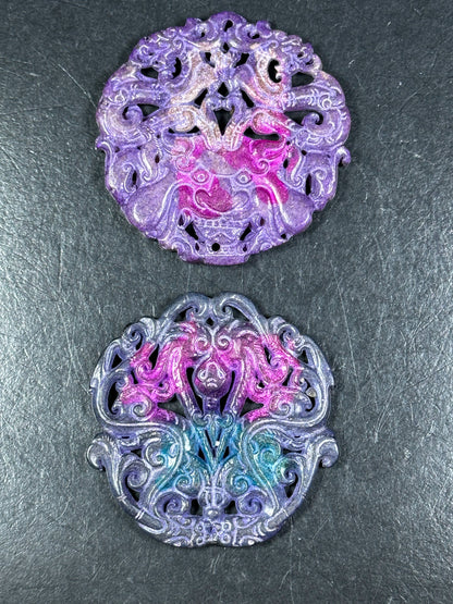 Natural Beautiful Hand Carved Jade Gemstone Pendant 63-66mm Handmade Pendant, Gorgeous Purple Color Hand Carved Handmade Pendant