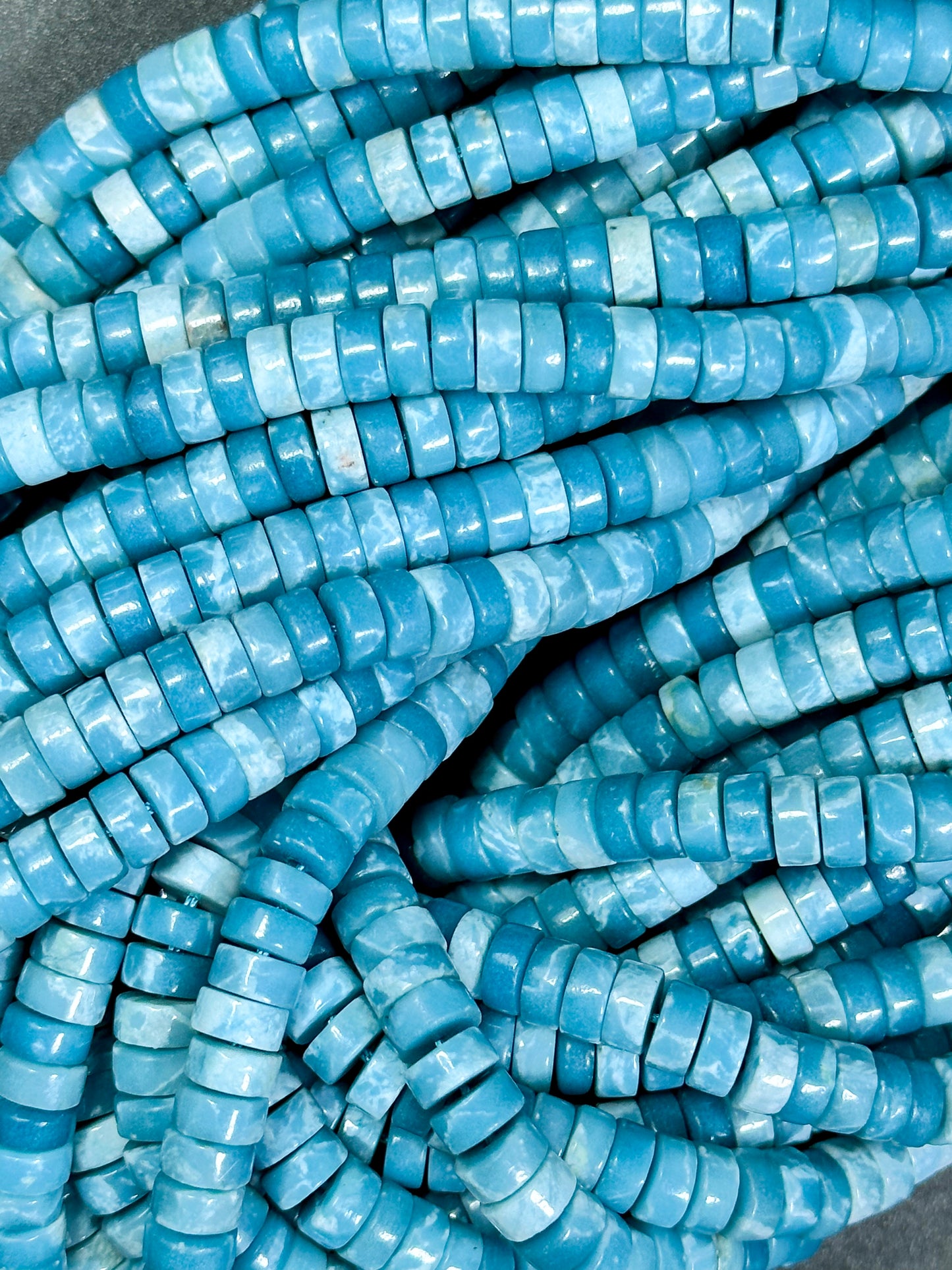 NATURAL Larimar Quartz Gemstone Bead 6x3mm Rondelle Heishi Shape Beads, Beautiful Natural Blue Color Larimar Quartz Gemstone Bead 15.5"