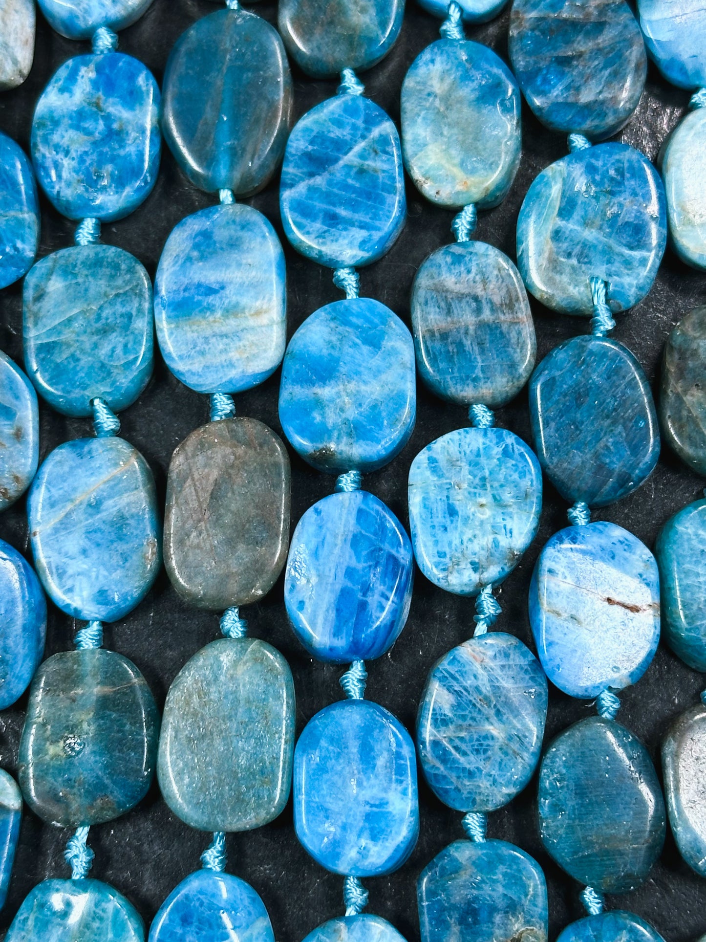 AAA Natural Apatite Gemstone Bead 16x11mm Oval Tablet Shape Bead, Beautiful Natural Blue Color Apatite Beads Excellent Quality 15.5" Strand