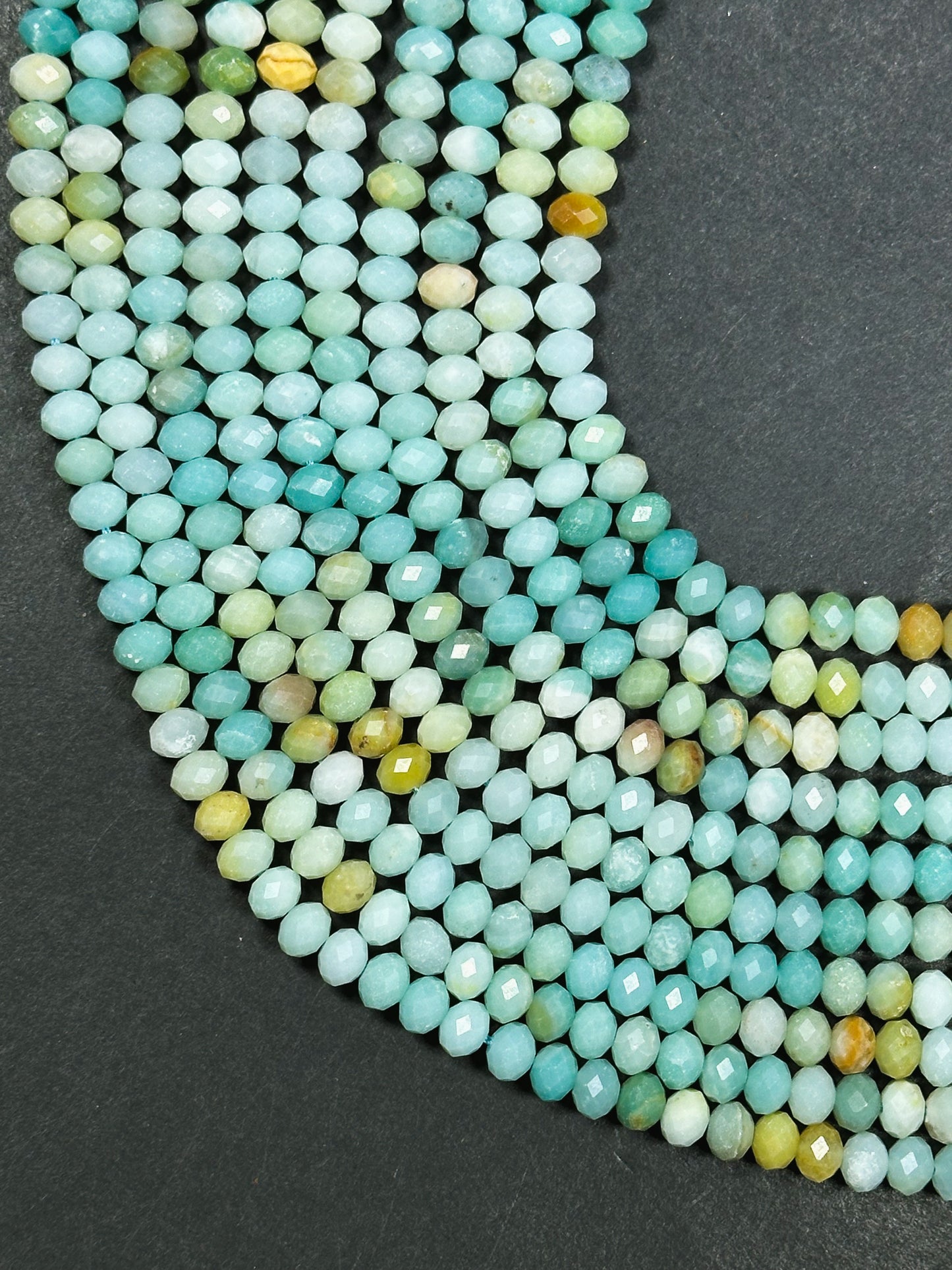 Natural Flower Amazonite Gemstone Bead Faceted 6x4mm Rondelle Shape, Beautiful Natural Green Blue Color Flower Amazonite Bead 15.5" Strand