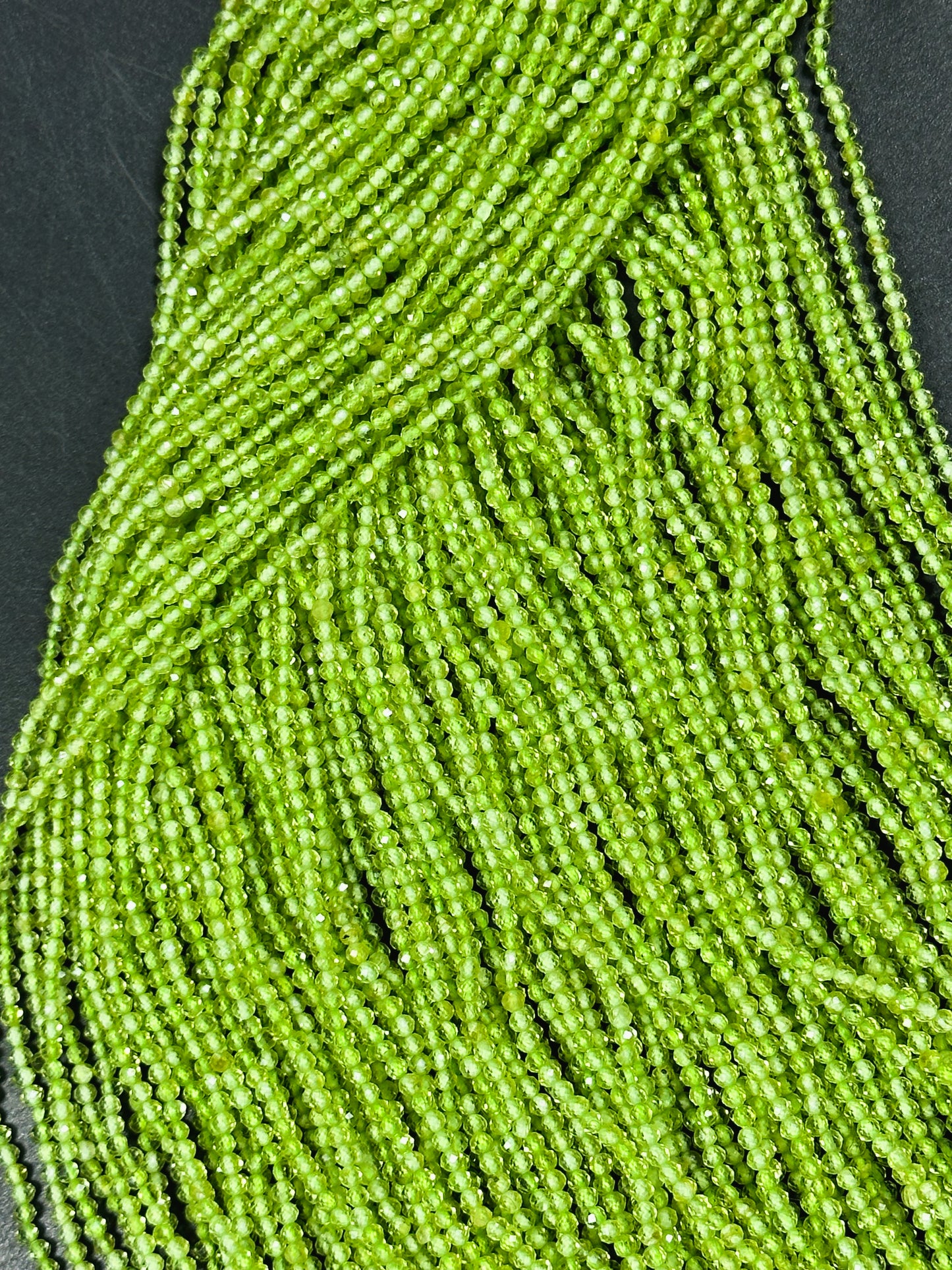 AAA NATURAL Peridot Gemstone Bead Faceted 2mm Round Bead, Beautiful Natural Green Color Peridot Gemstone Bead, Excellent Quality Beads 15.5"