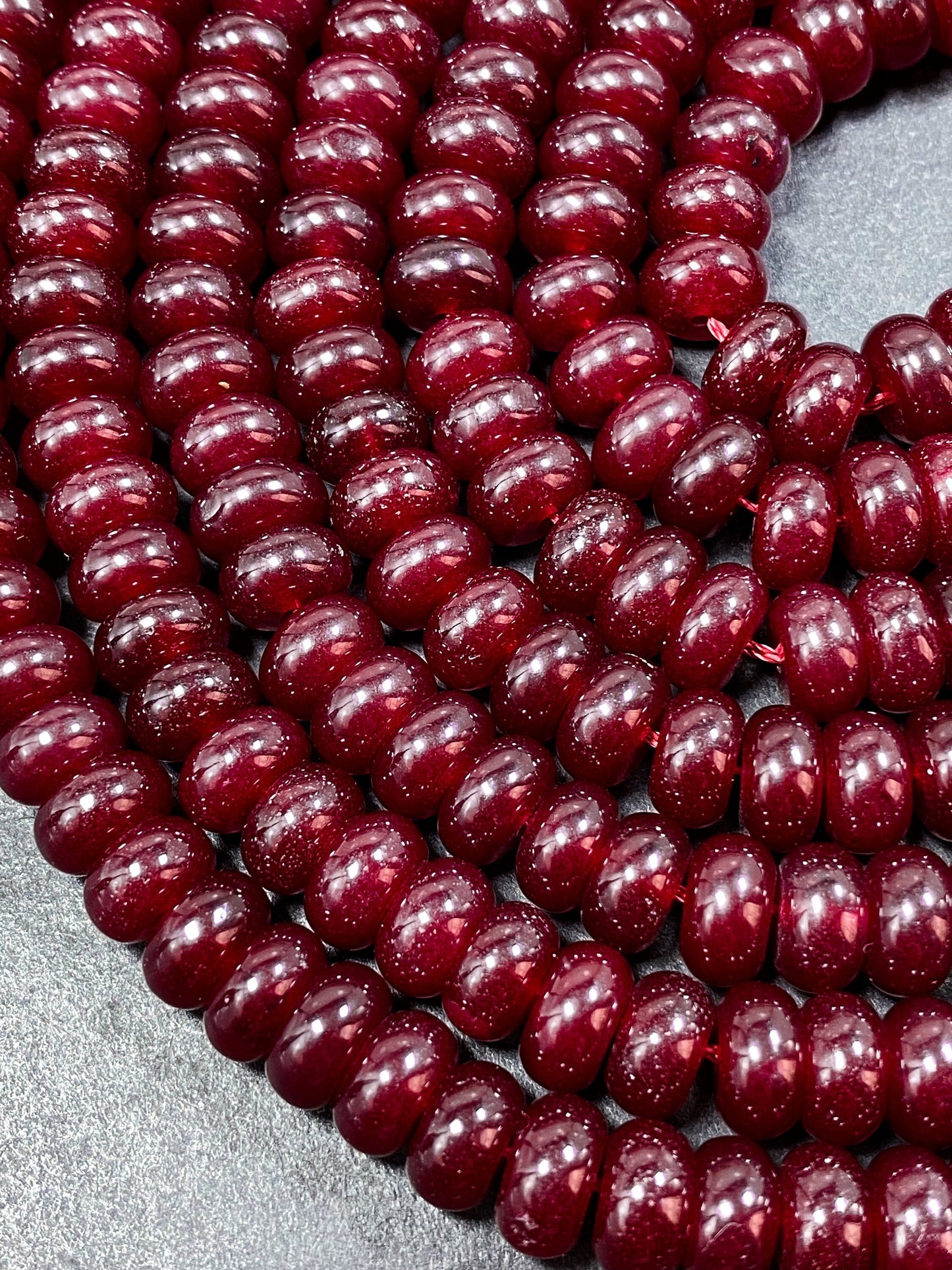 NATURAL Red Jade Gemstone Bead 8x5mm Rondelle Shape Bead, Beautiful Red Color Jade Gemstone Beads, Great Quality Bead Full Strand 15.5"