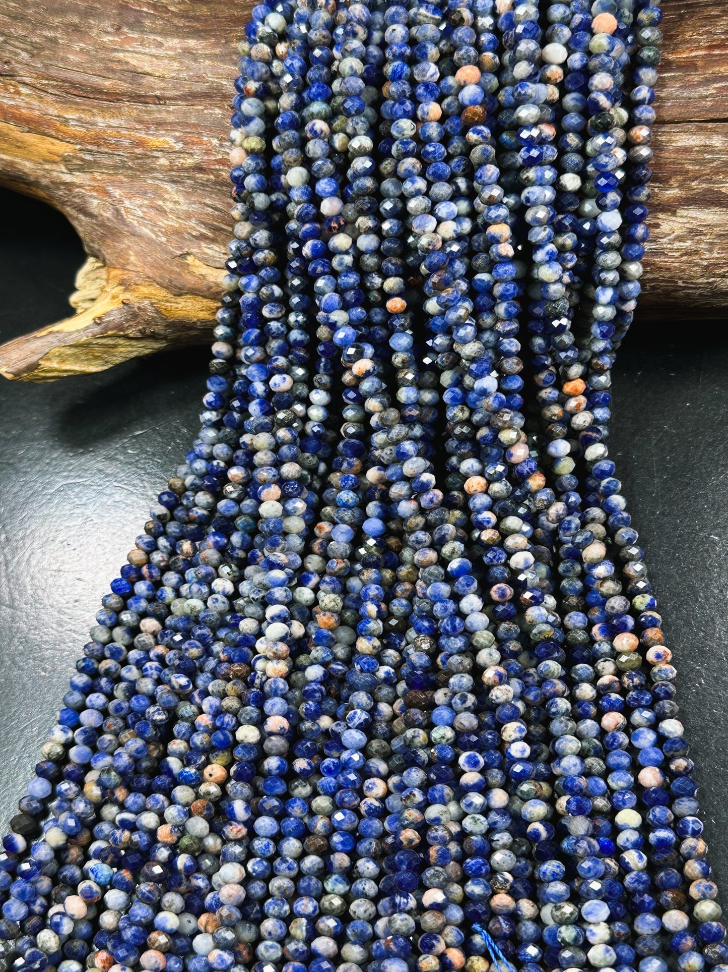 Natural Sunset Sodalite Gemstone Bead Faceted 5x4mm Rondelle Shape Bead, Beautiful Natural Royal Blue White Orange Color Sodalite Bead 15.5"