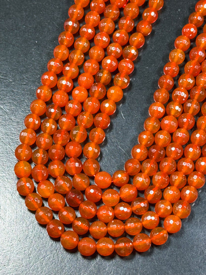 AAA Natural Carnelian Gemstone Bead Faceted 4mm 6mm 8mm 10mm 12mm Round Bead, Beautiful Natural Red Orange Carnelian Stone Bead 15.5" Strand