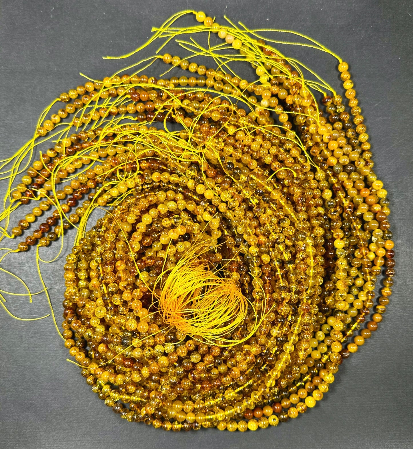 Natural Amber Baltic Gold Gemstone Bead 6mm Round Beads, Gorgeous Natural Amber Golden Orange-Yellow Color Beads, Excellent Quality Full Strand 15.5"