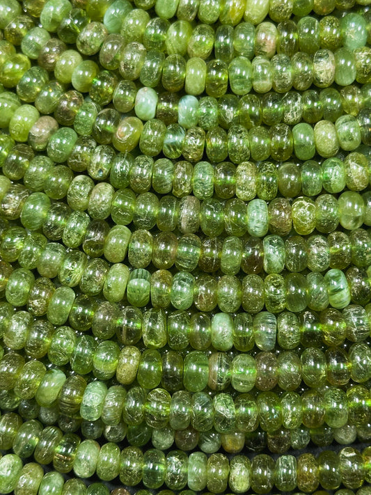 AAA Natural Green Garnet Gemstone Bead 4x2mm 6x3mm Rondelle Shape, Gorgeous Natural Green Color Garnet Bead, Excellent Quality Full Strand 15.5"