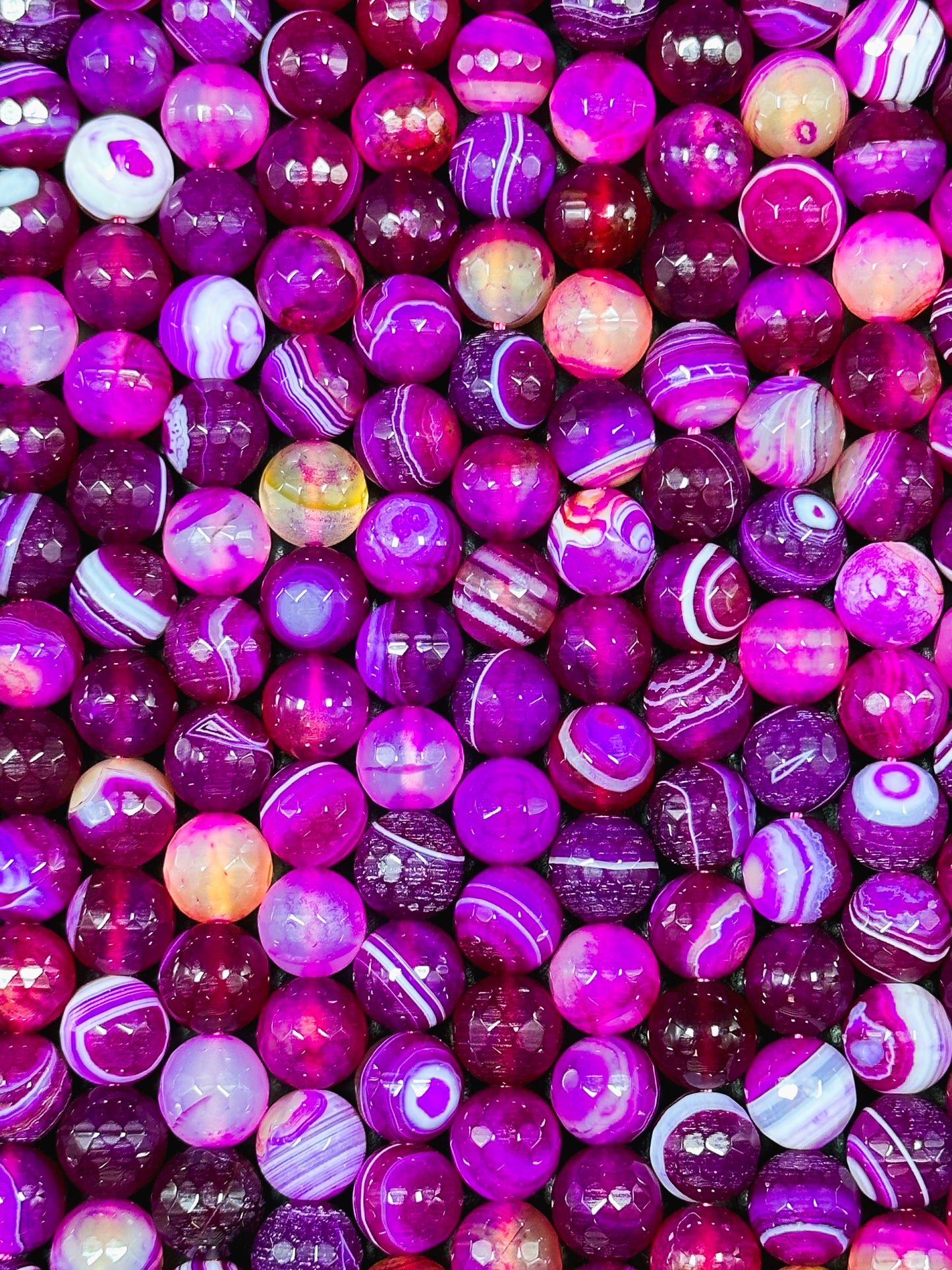 NATURAL Botswana Agate Gemstone Bead Faceted 6mm 8mm 10mm 12mm Round Beads, Beautiful Pink Fuchsia Color Gemstone Bead Full Strand 15.5"