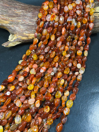 Natural Carnelian Gemstone Bead Freeform Pebble Shape Bead, Beautiful Natural Red Orange Color Carnelian Bead, Great Quality 15.5" Strand
