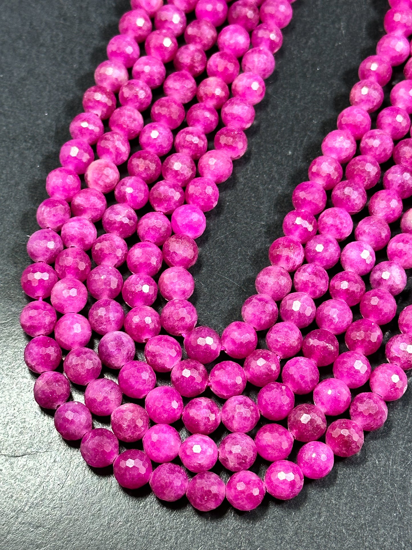 NATURAL Ruby Quartz Gemstone Bead Faceted 6mm 8mm 10mm Round Bead, Beautiful Pink Red Ruby Color Gemstone Bead Full Strand 15.5"