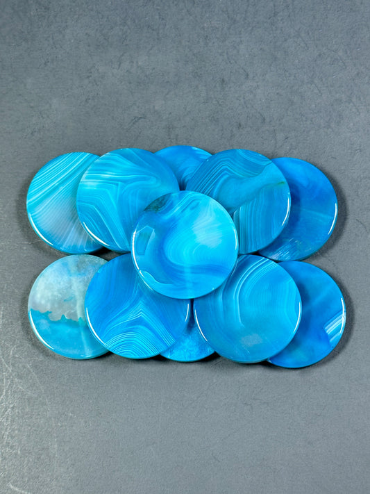 NATURAL Botswana Agate Gemstone Bead 25mm 30mm Coin Shape Beads, Gorgeous Blue Color Botswana Agate Gemstone Beads, LOOSE Gemstone Beads