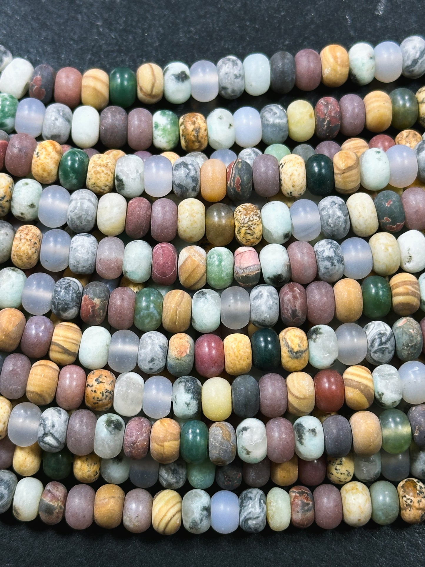 Natural Matte Multi Jasper Gemstone Bead 6x4mm Rondelle Shape Beads, Beautiful Multicolor Matte Multi Jasper Stone Beads, Full Strand 15.5"