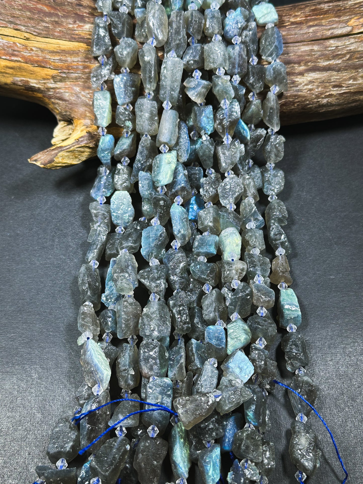 Natural Raw Labradorite Gemstone Bead Freeform Nugget Shape, Beautiful Natural Gray Color Rainbow Blue Flash Labradorite Beads 15.5" Strand