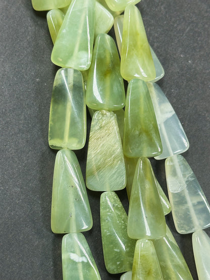 Natural Burma Jade Gemstone Bead 22x8mm Trapezoid Shape Bead, Beautiful Natural Green Color Burmese Jade Gemstone Bead, Full Strand 15.5"