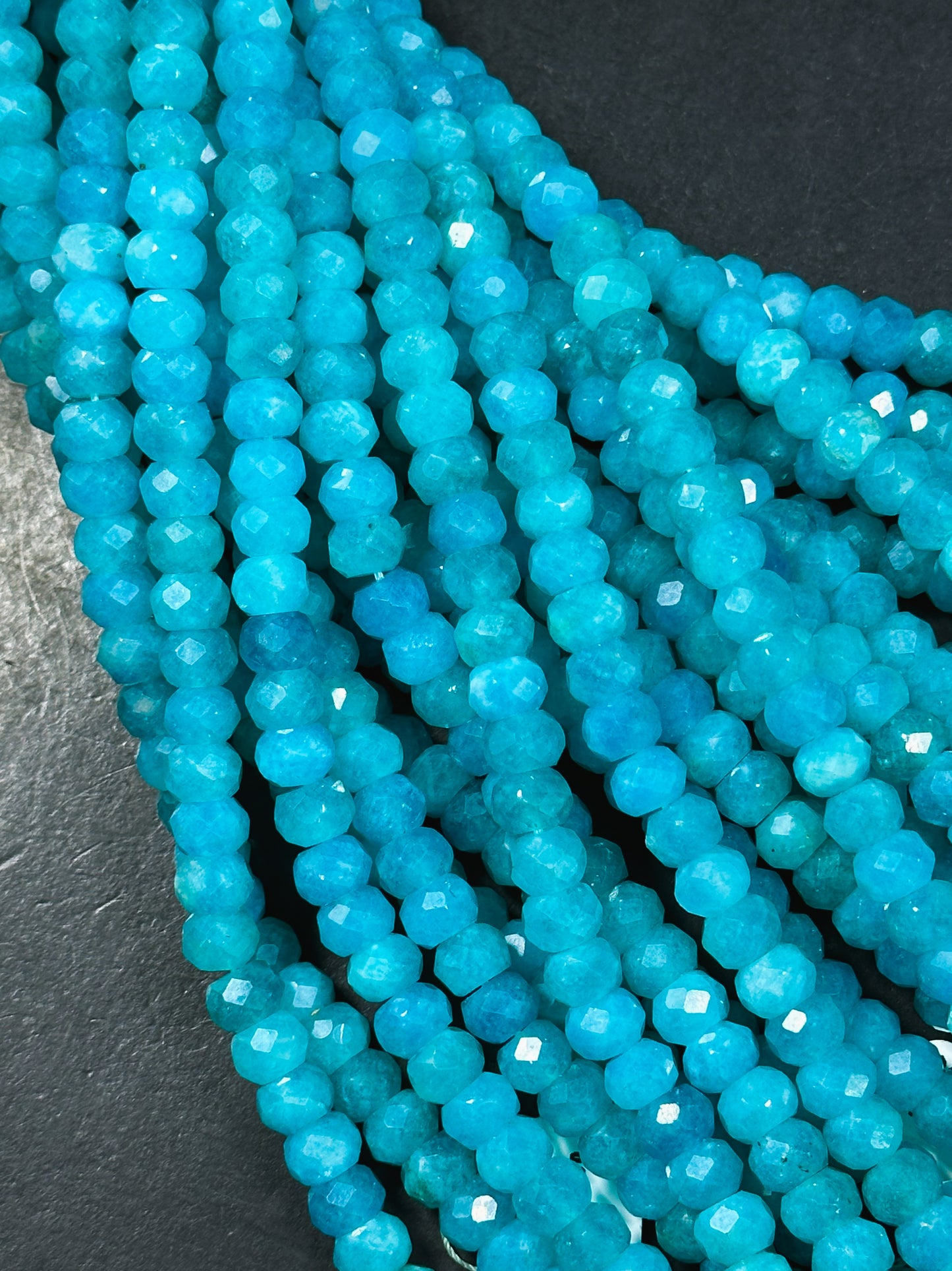 AA Natural Amazonite Gemstone Bead Faceted 8x6mm Rondelle Shape, Gorgeous Natural Blue Green Color Amazonite Great Quality Full Strand 15.5"