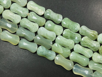 Natural Burma Jade Gemstone Bead 30x13mm Hourglass Shape Bead, Beautiful Natural Green Color Burmese Jade Gemstone Bead, Full Strand 15.5"