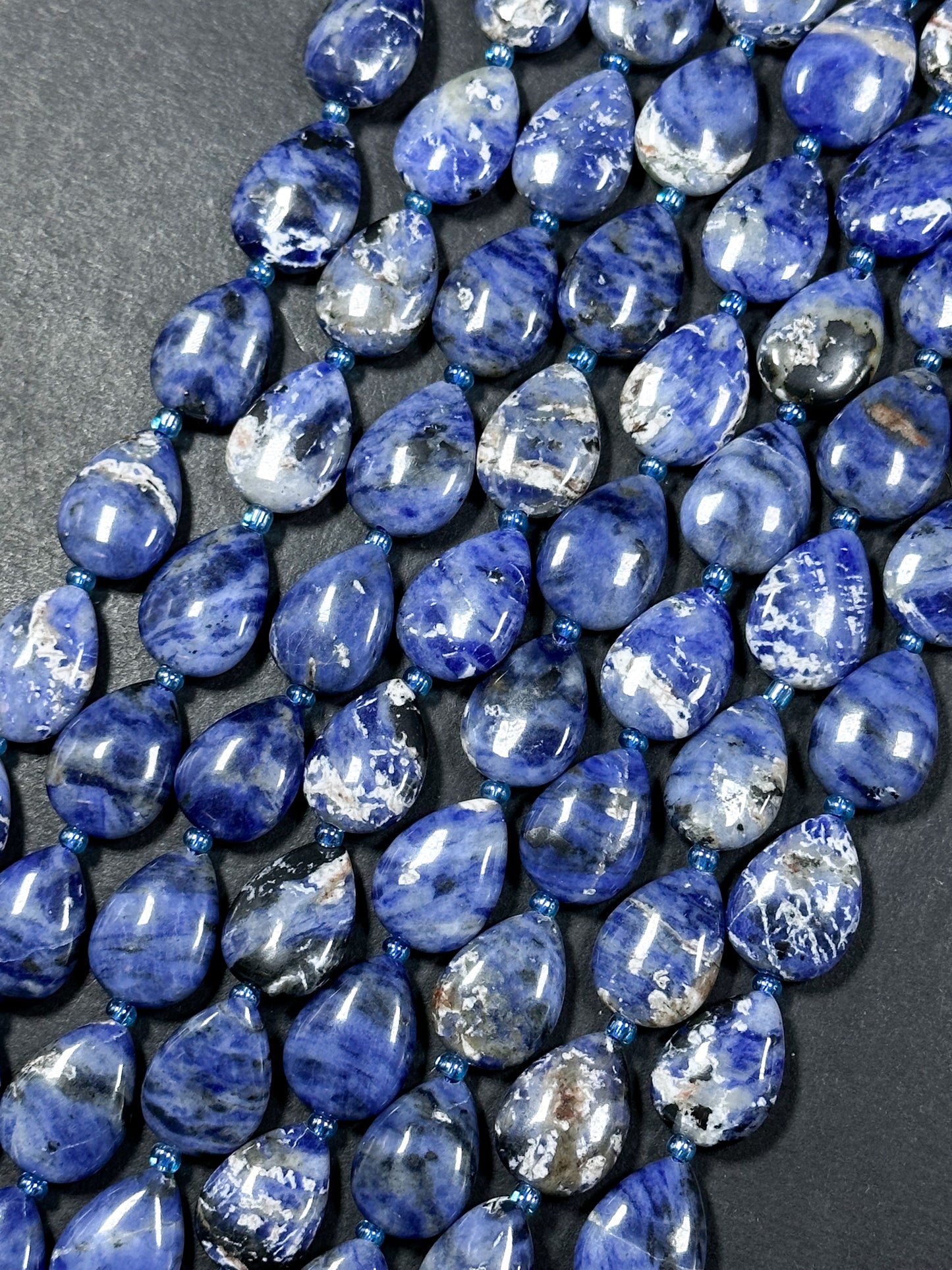 Natural Sodalite Gemstone Bead 18x13mm Teardrop Shape, Beautiful Natural Blue White Color Sodalite Beads Excellent Quality Full Strand 15.5"