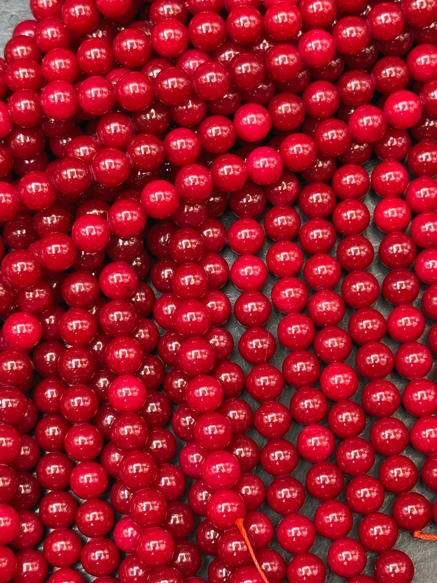 Natural Red Jade Gemstone Bead Smooth 6mm 8mm 10mm Round Beads, Gorgeous Deep Red Color Jade Gemstone Beads Full Strand 15.5"