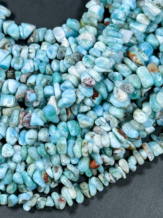 Natural Larimar Gemstone Bead 6-10mm Freeform Pebble Shape Beads, Gorgeous Natural Blue Color Larimar High Quality Gemstone Bead 15.5"