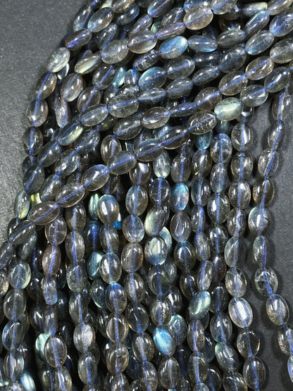 AAA Labradorite Gemstone Bead 11x8mm Oval Shape, Beautiful Natural Gray Color Rainbow Blue Flash Labradorite Excellent Quality Beads 15.5"
