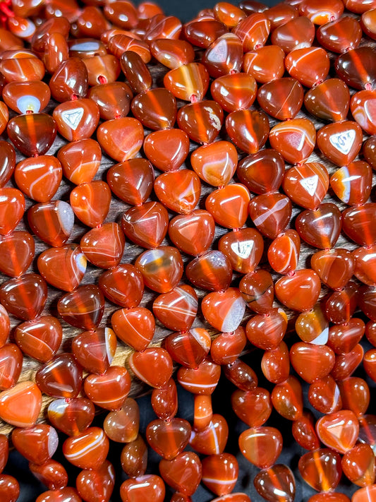 NATURAL Botswana Gemstone Bead 10mm Heart Shape Bead, Beautiful Red Orange Color Botswana Agate Gemstone Bead, Great Quality 15.5" Strand