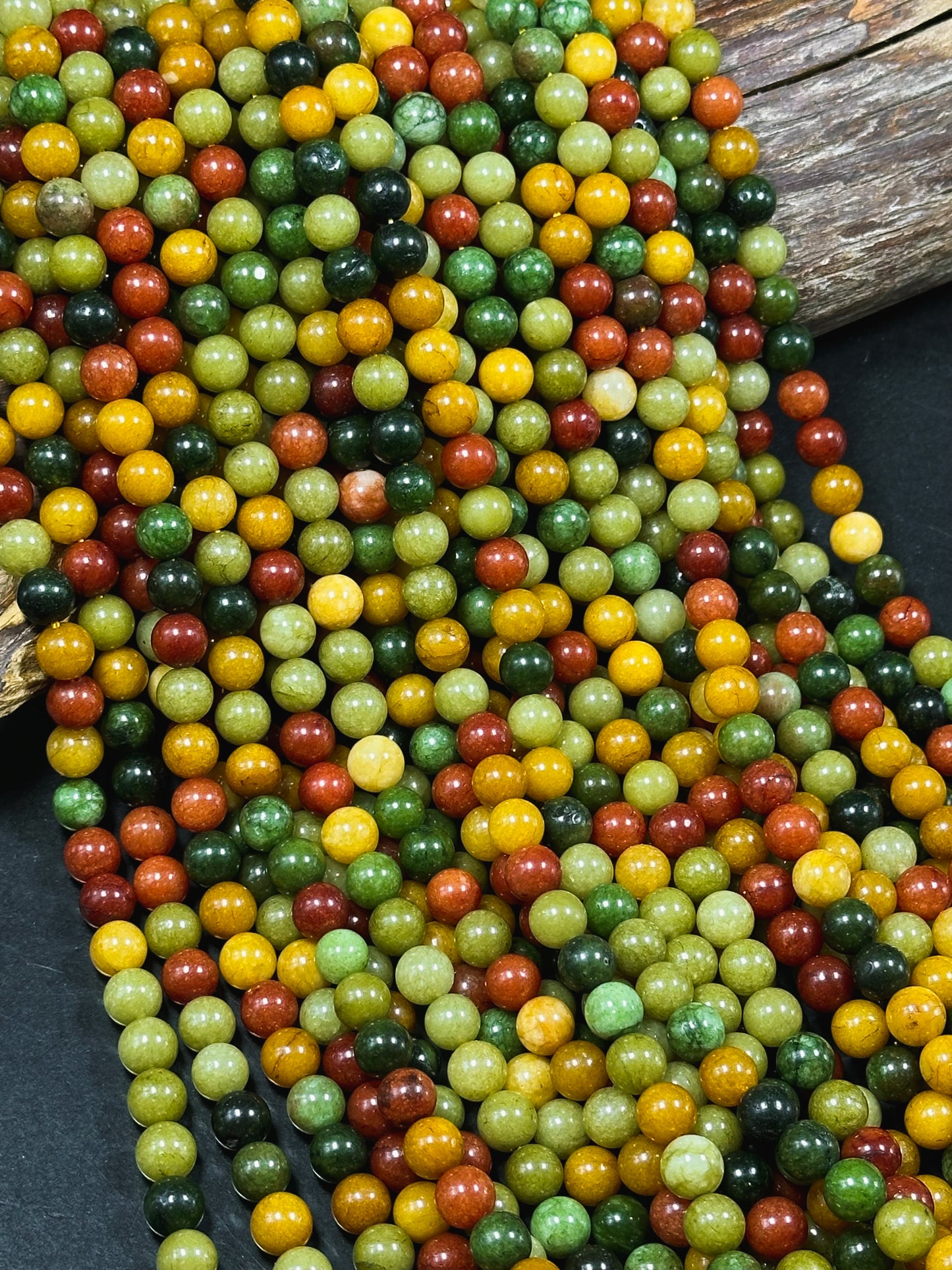 Natural Alashan Chalcedony Gemstone Bead 6mm 8mm 10mm Round Beads, Beautiful Multi Green Red Yellow Alashan Bead, Great Quality 15.5" Strand