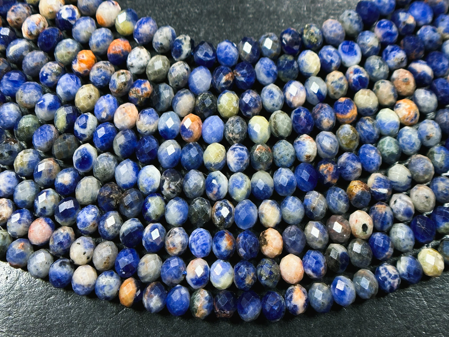 Natural Sunset Sodalite Gemstone Bead Faceted 5x4mm Rondelle Shape Bead, Beautiful Natural Royal Blue White Orange Color Sodalite Bead 15.5"