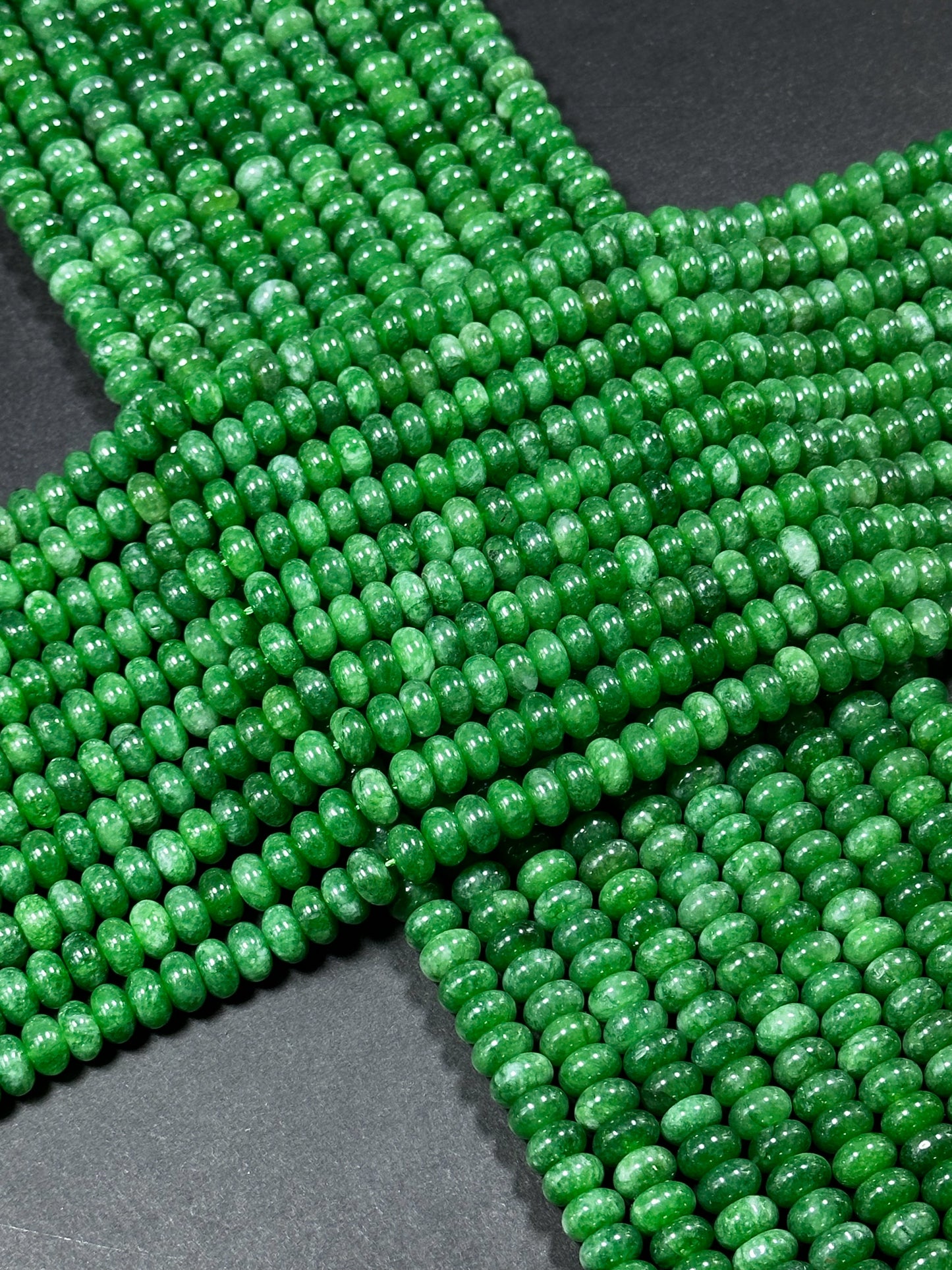 NATURAL Green Jade Gemstone Bead 8x5mm Rondelle Shape Bead, Beautiful Green Color Jade Gemstone Beads, Great Quality Bead Full Strand 15.5"