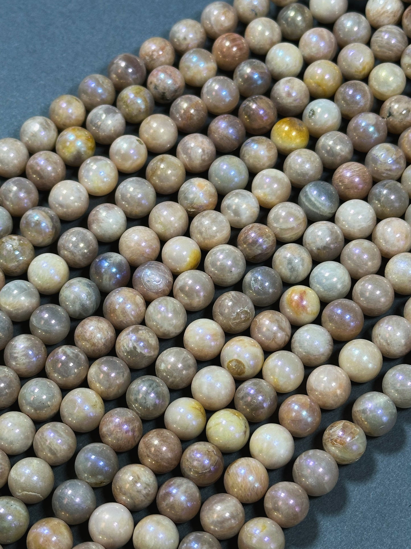 Mystic Natural Sunstone Gemstone Bead 4mm 6mm 8mm 10mm 12mm Round Beads, Beautiful Natural Peach Brown Color Sunstone Bead Full Strand 15.5"