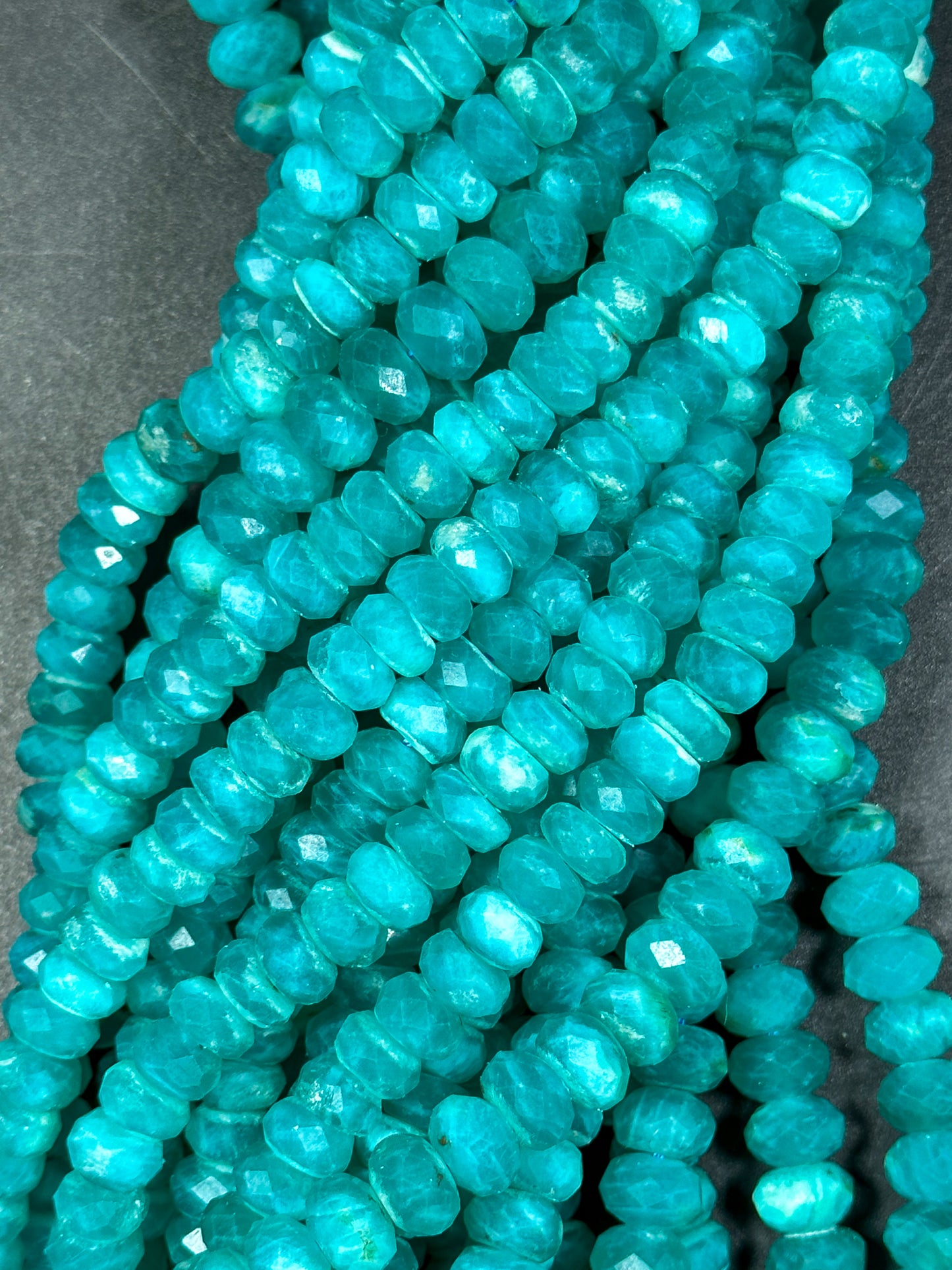 AA+ NATURAL Amazonite Gemstone Bead Faceted 6x4mm 8x5mm Rondelle Shape, Gorgeous Green Blue Color Amazonite Gemstone Bead Full Strand 15.5"