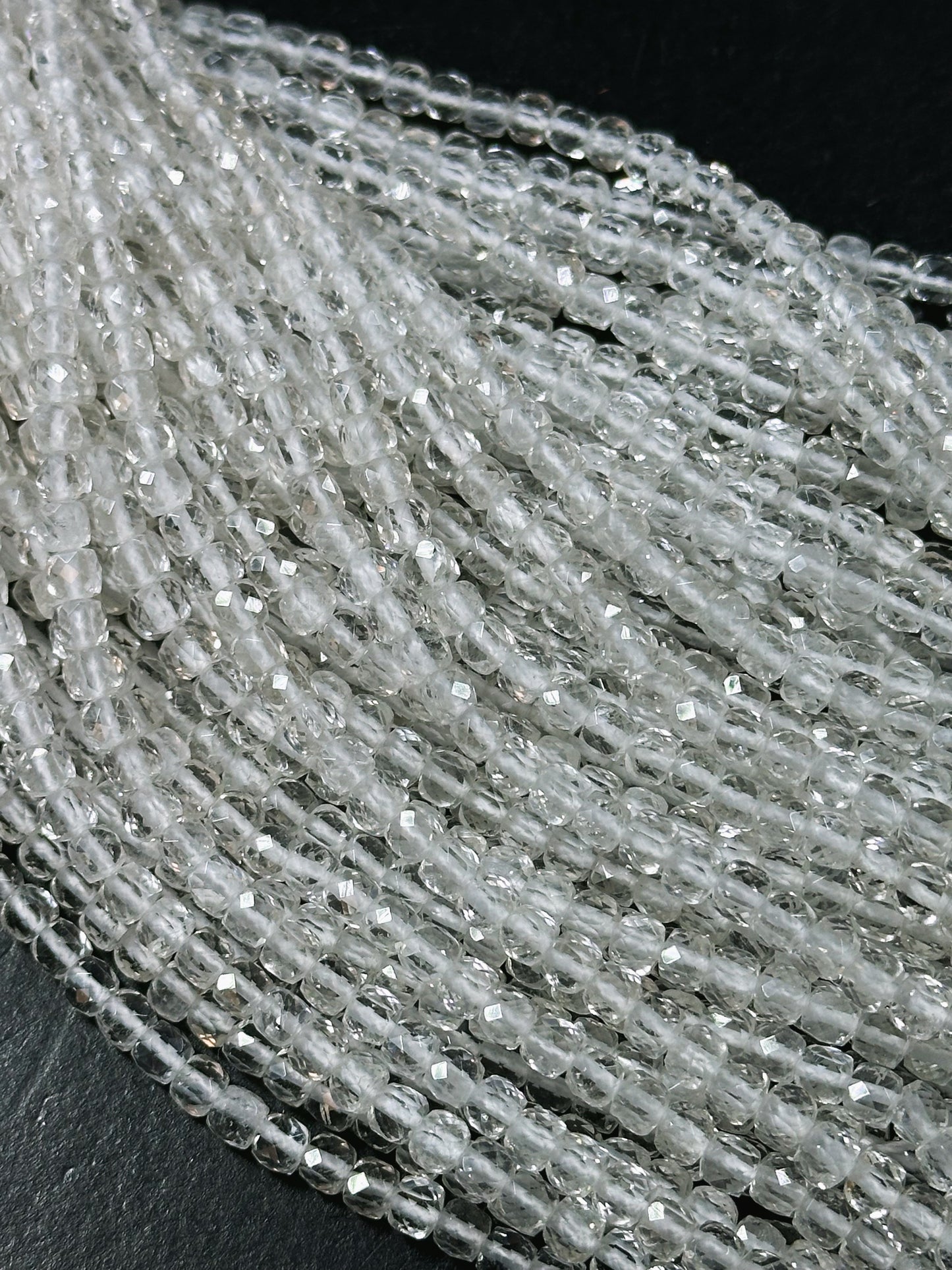 Natural Clear Quartz Gemstone Bead Faceted 4mm Cube Shape Bead, Beautiful Natural Clear Quartz Beads, Excellent Quality Full Strand 15.5"