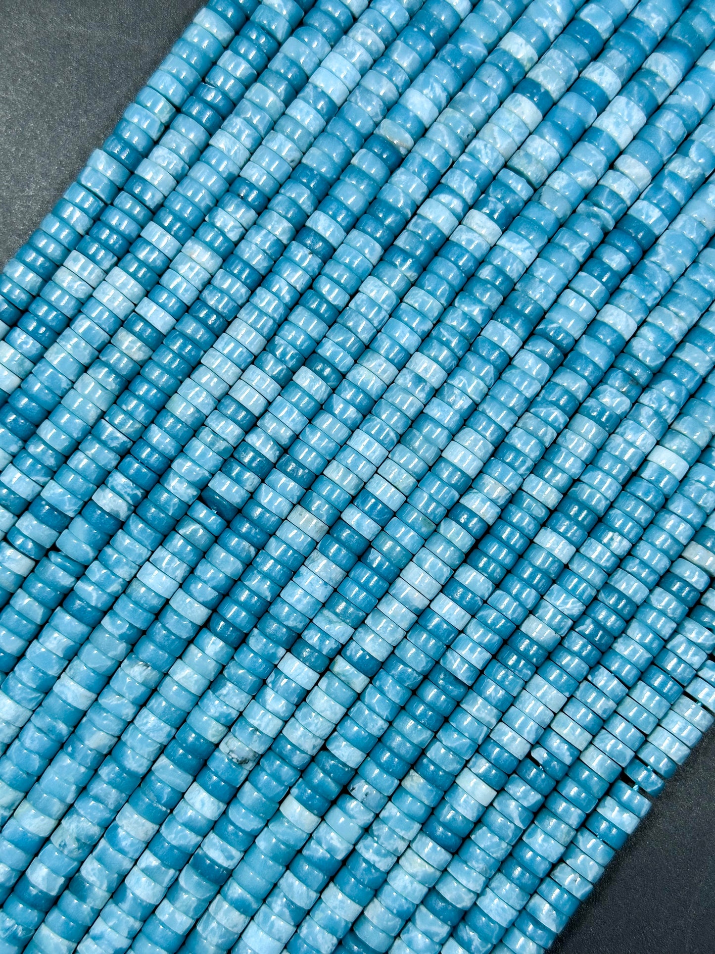 NATURAL Larimar Quartz Gemstone Bead 6x3mm Rondelle Heishi Shape Beads, Beautiful Natural Blue Color Larimar Quartz Gemstone Bead 15.5"