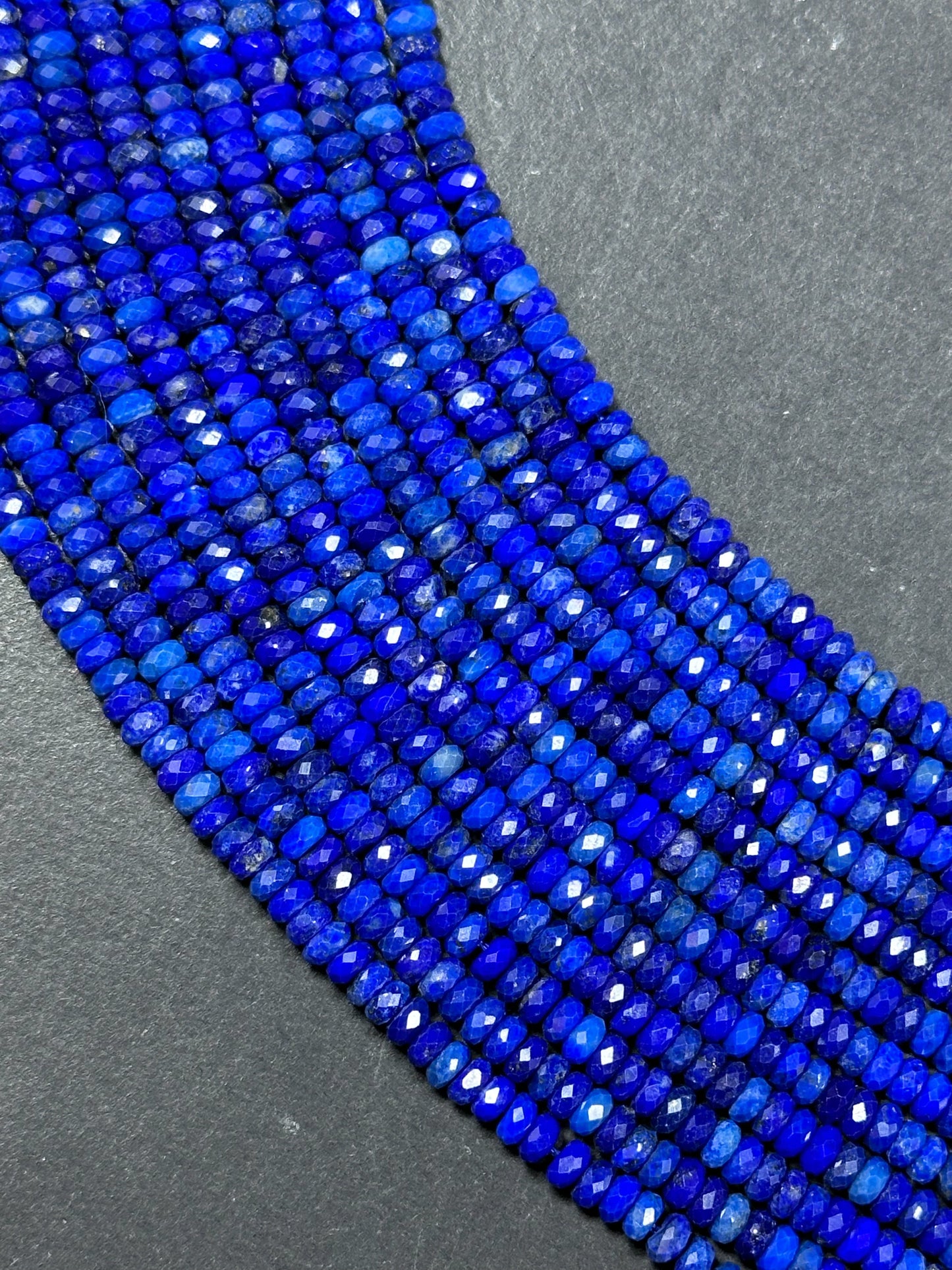 AAA Natural Lapis Lazuli Gemstone Bead Faceted 2x4mm Rondelle Shape Bead, Gorgeous Natural Royal Blue Color Lapis Beads, Full Strand 15.5"