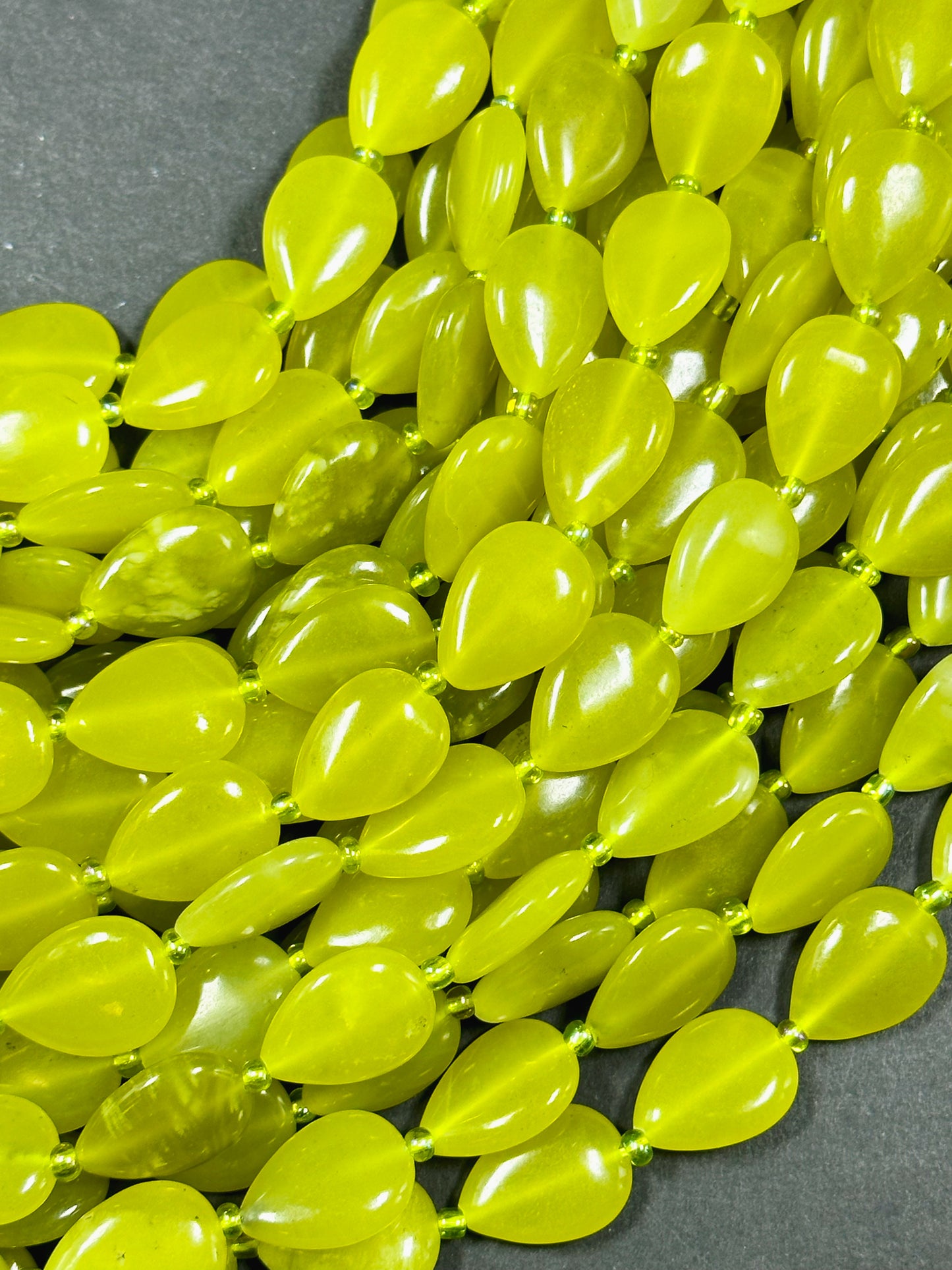 Natural Serpentine Jade Gemstone Bead 18x13mm Teardrop Shape, Beautiful Natural Yellow-Green Color Serpentine Great Quality Full Strand 15.5